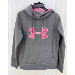 Under Armour Storm Logo Hoodie Women's Large L Fitness Sweatshirt Gray & Pink